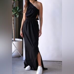 NWT BASSIKE + NET a porter gathered cut out maxi dress black organic cotton